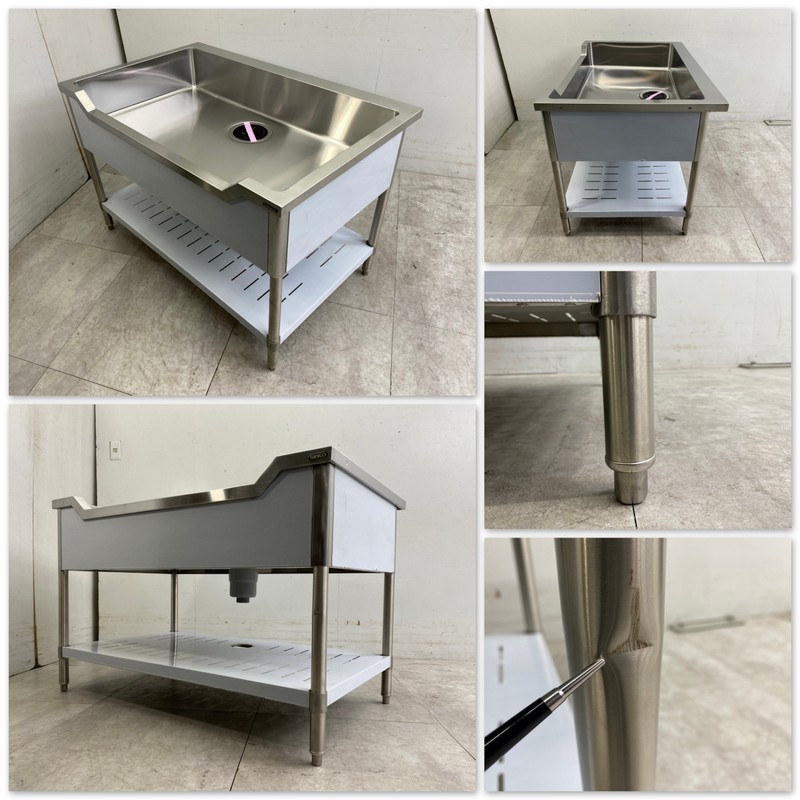 T2195☆未使用品☆タニコー☆1槽シンク☆舟形シンク☆W1200D750H780