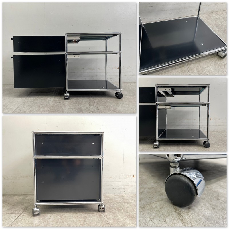 F2848 美品 USM ハラーキャビネット ロールボーイ 2段ワゴン オフィス
