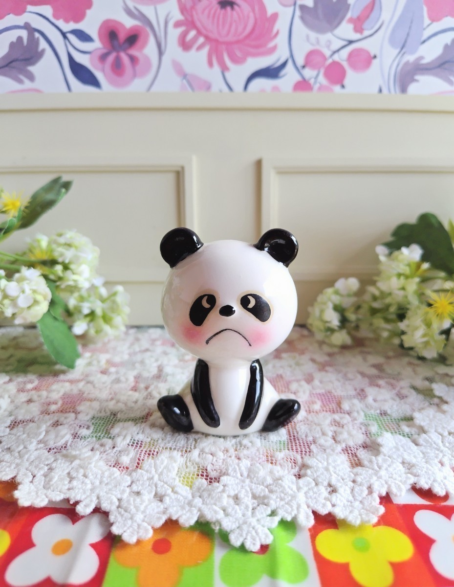 美品☆ 内藤ルネ 昭和 レトロ ポップ 可愛い パンダ 陶器 置物