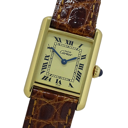 カルティエ Cartier 時計 レディース ブランド マストタンク SM ヴェルメイユ クオーツ QZ 925 レザー W1003153 スクエア 