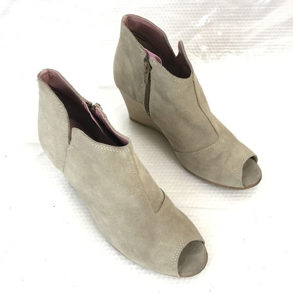  Italy made *Jujubejujubi* original leather / short boots / bootie -/ open tu[37/beige/ beige ]Shoes*WB84-7