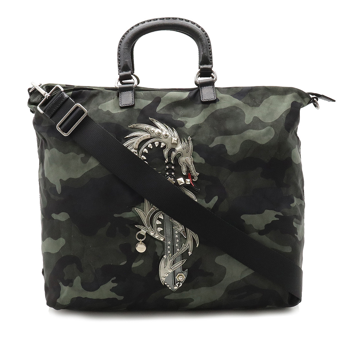 PRADA プラダ トートバッグ 2WAY ショルダーバッグ ドラゴン 龍