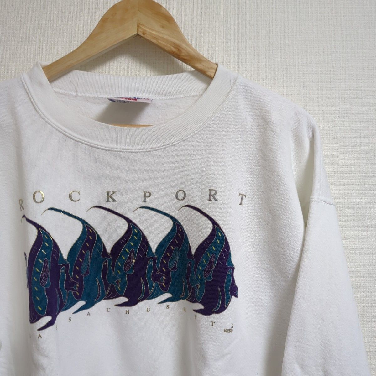US古着 90年代 Murina 魚 プリント メンズ スウェットシャツ
