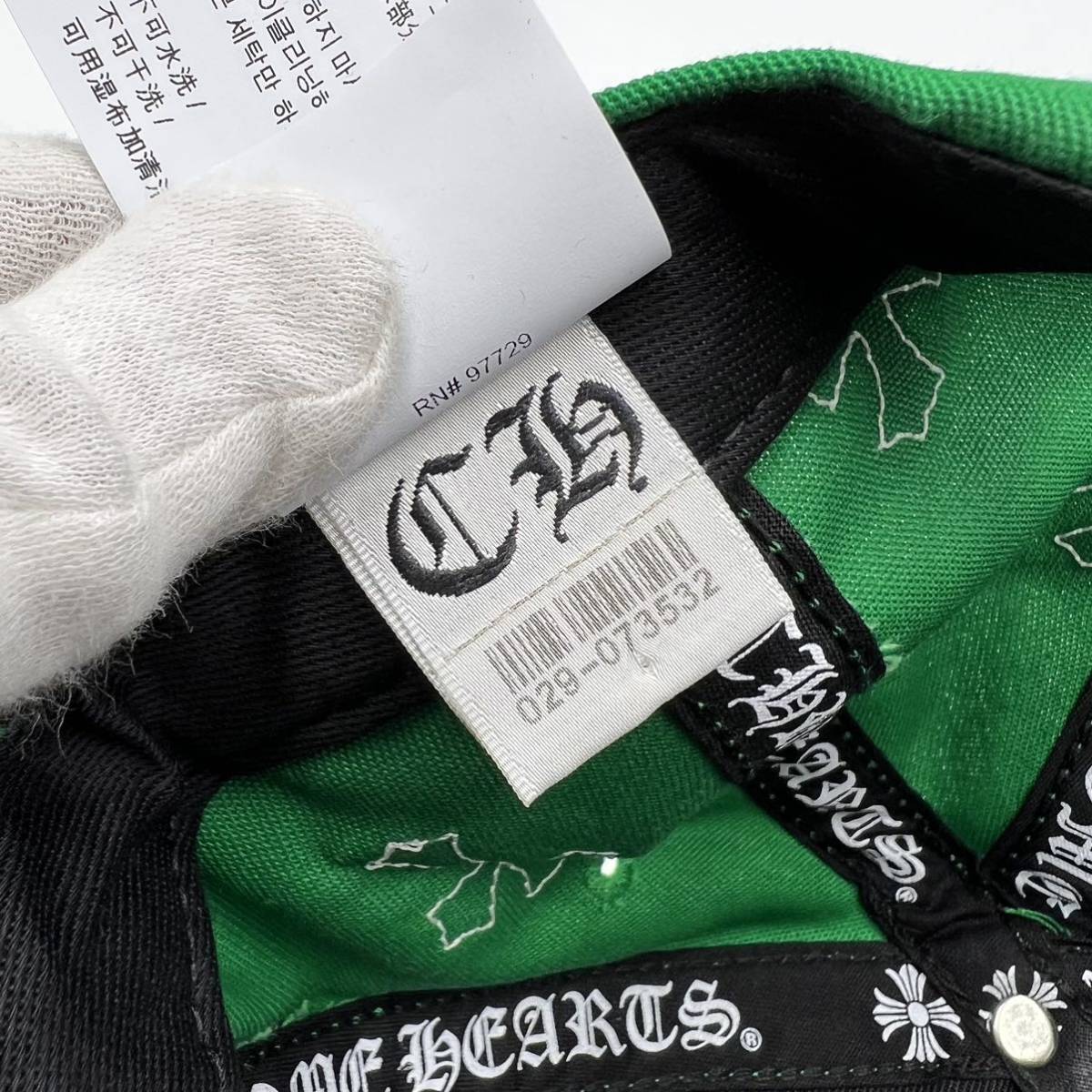 【新品 未使用】CHROME HEARTS クロムハーツ キャップ 帽子 トラッカーキャップ ベースボールキャップ クロスパッチ ロゴ刺繍 緑 グリーン