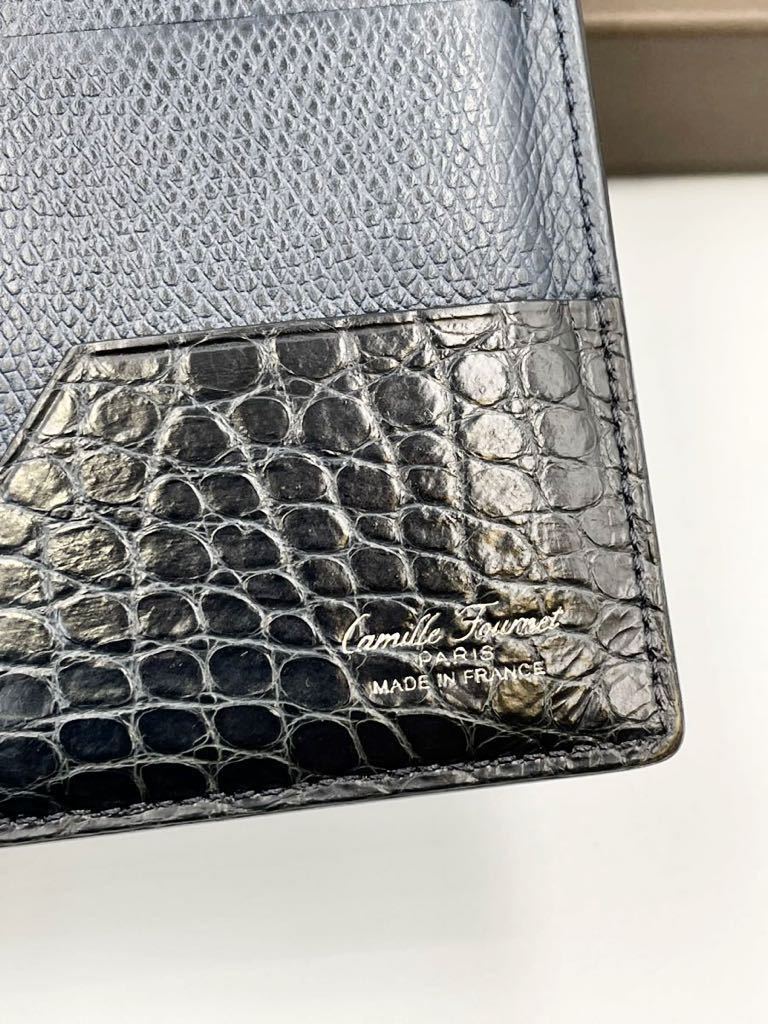 カミーユフォルネ 旧ロゴ 長財布 ヴェルソ マリーン 小銭入れ付き ネイビー 美品 camille fournet VERSO カミーユ フォルネ 二つ折り財布