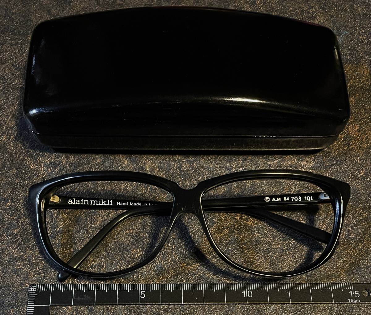 フランス製90sオールドalain mikliめがね眼鏡フレーム黒セルHandMade