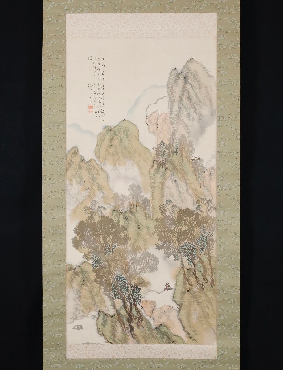 【模写】吉】8989 松林桂月 山水図 野口幽谷師事 南画界の重鎮 山口県萩市の人 茶掛け 茶道具 中国画 掛軸 掛け軸 骨董品_画像3