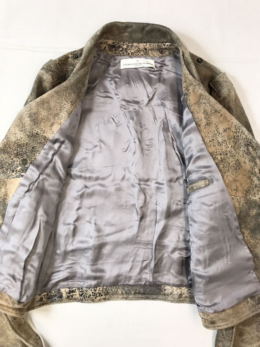 (D) GOLDEN GOOSE ゴールデングース シープスキン レザー ライダース ジャケット S ブラウン系 本革_画像8