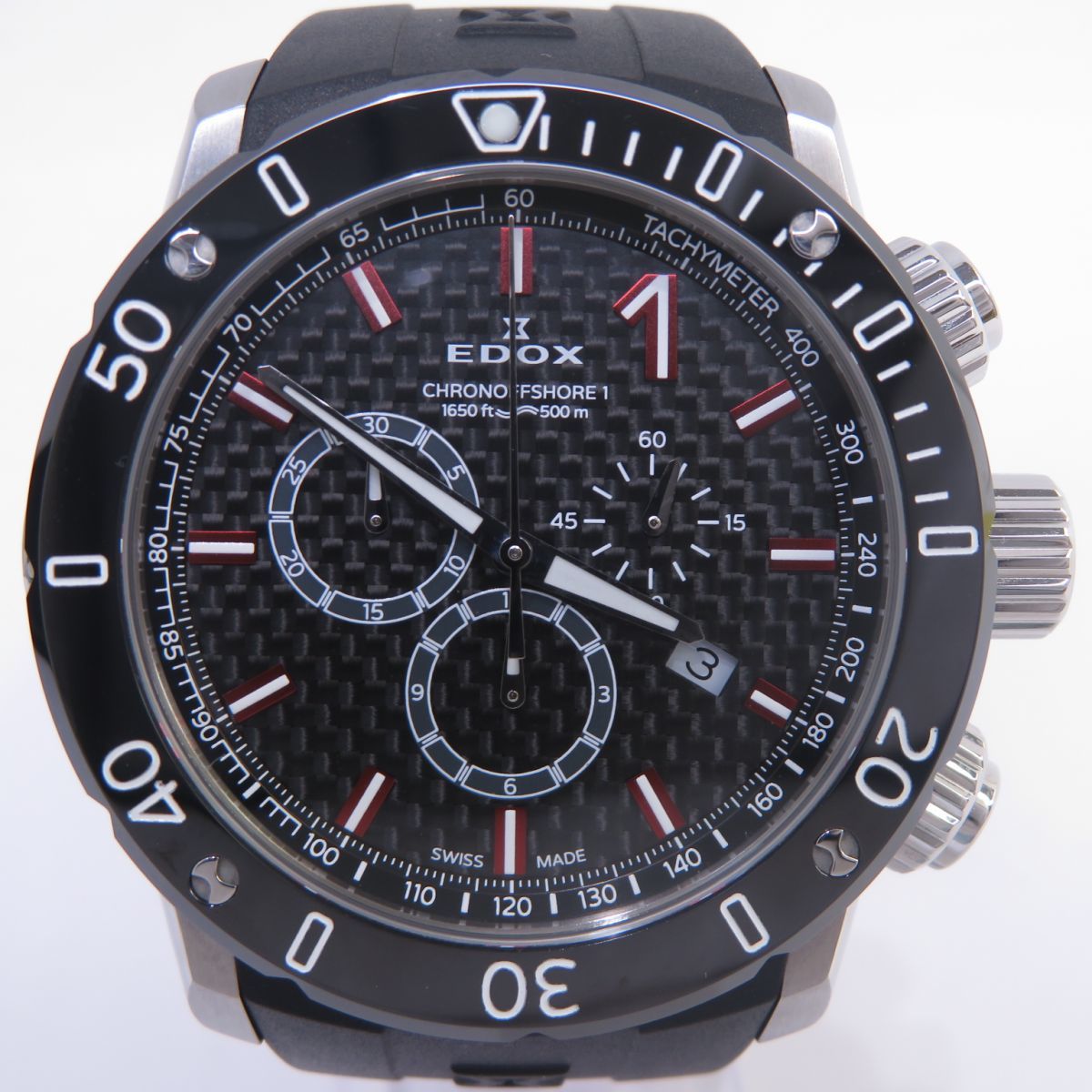 158s EDOX エドックス クロノオフショア1 クロノグラフ 10221-3-NIRO2 クォーツ腕時計 ※中古美品