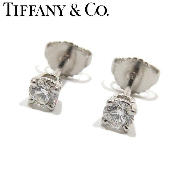 ★TIFFANY&Co ソリティア プラチナ ダイヤモンド 直径3.7ｍｍ ピアス Pt950 ティファニー★