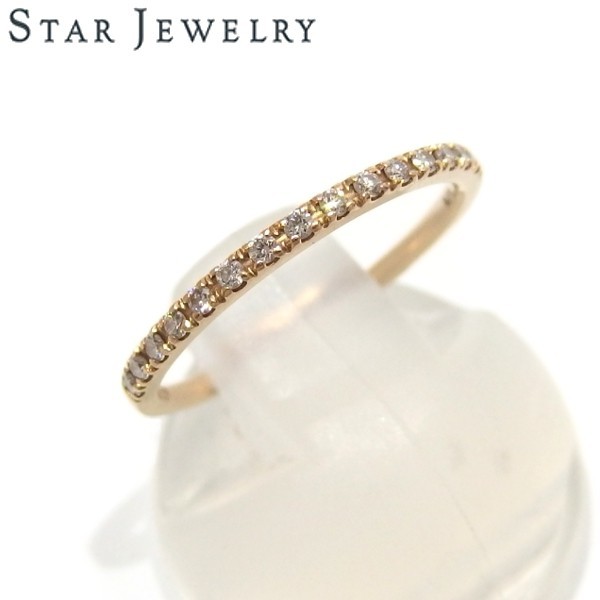 ★STAR JEWELRY ダイヤモンド K18 ハーフエタニティ リング 0.08ct 5.5号 ゴールド 指輪 スタージュエリー★