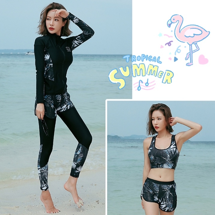 当店一番人気】レディース 水着 L ビキニ l セパレート ラッシュガード 黒 水着 ラッシュガード 水着 Mサイズ 5点セット 千鳥 セパレート ビキニ