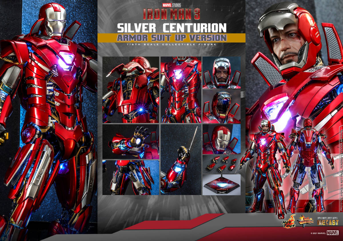 新品未開封 ホットトイズ MMS618D43 アイアンマン3 シルバー・センチュリオン Silver Centurion アーマー・スーツアップ版 1/6フィギュア