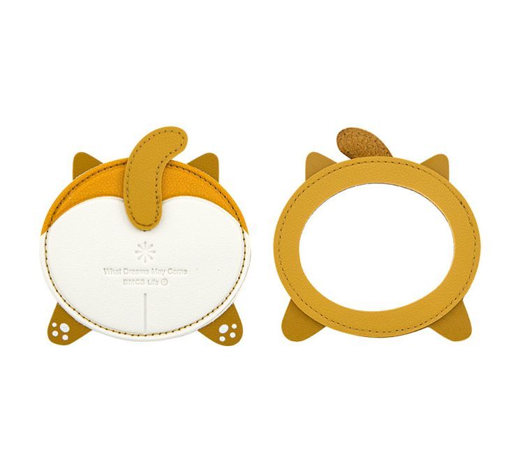  compact mirror animal. rear ... leather manner round ( dog )
