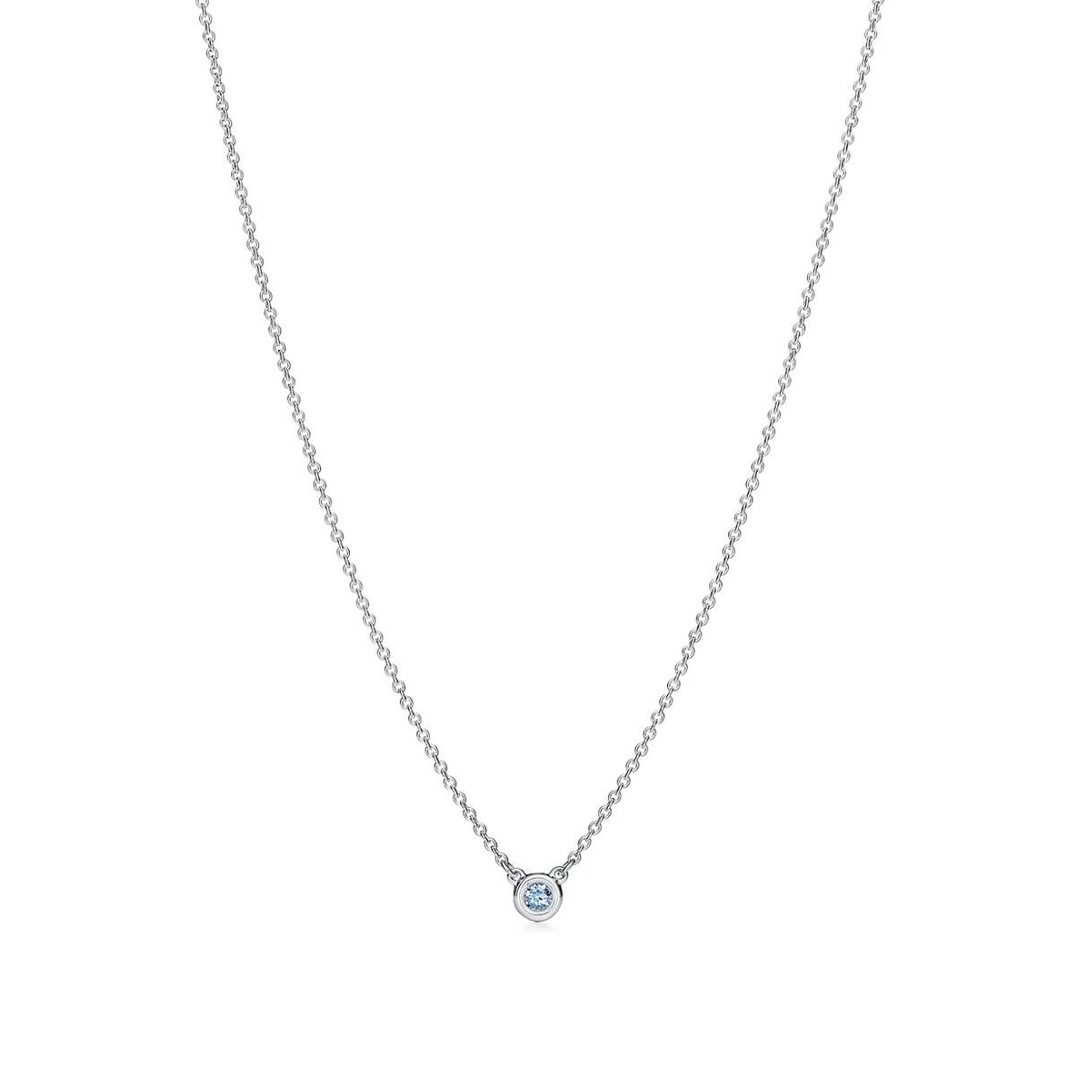 極美品★ティファニー カラーバイザヤード アクアマリン ネックレス TIFFANY&Co 一粒 ペンダント シルバー