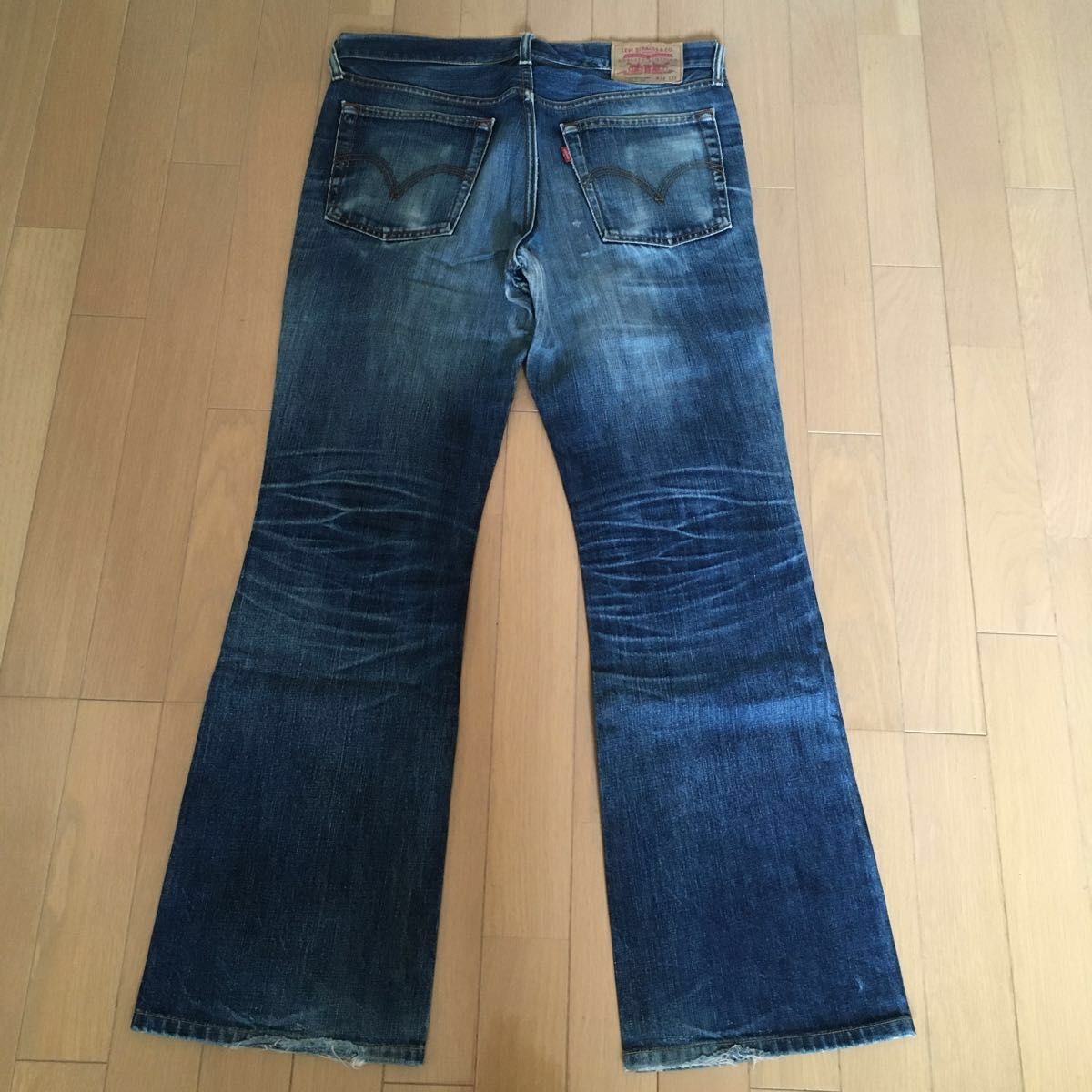 W34 リーバイス Levi's 517-03 ブーツカット デニム ジーンズ フィリピン製 鬼ヒゲ ハチノス フレア リペア有
