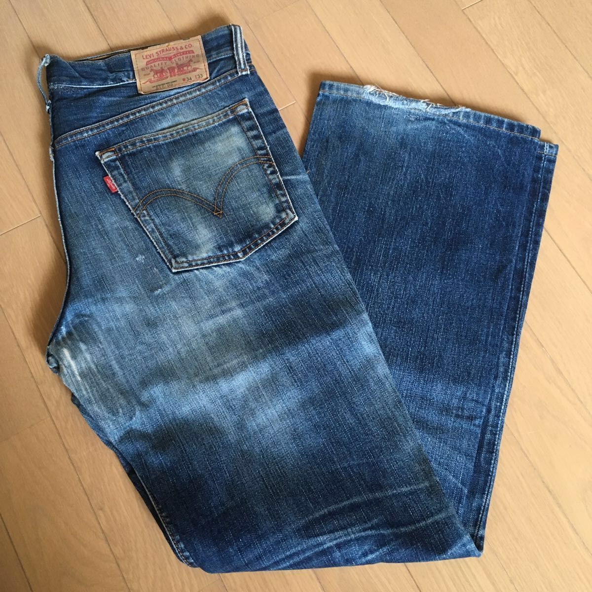 W34 リーバイス Levi's 517-03 ブーツカット デニム ジーンズ フィリピン製 鬼ヒゲ ハチノス フレア リペア有