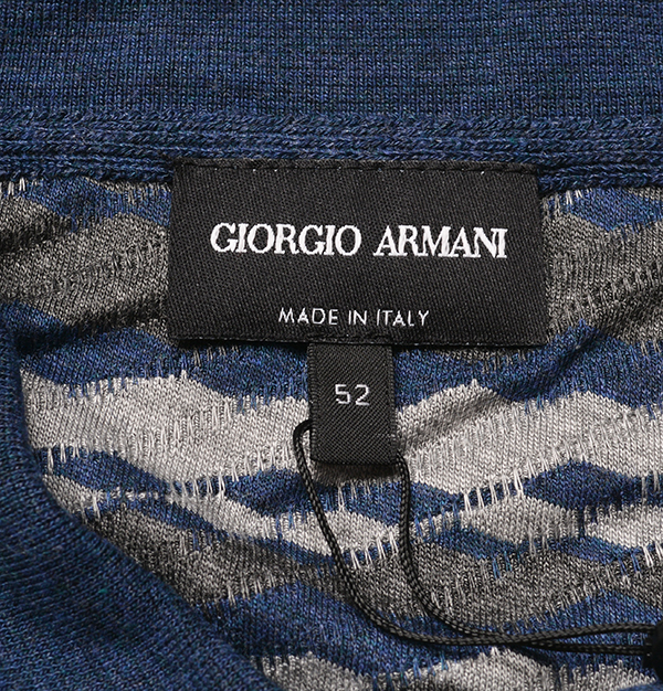 新品13万 GIORGIO ARMANI「52(XLサイズ)」ジョルジオ アルマーニ 最高級ジャガード織り！半袖ポロシャツ Tシャツ メンズ (イタリア製)_画像8