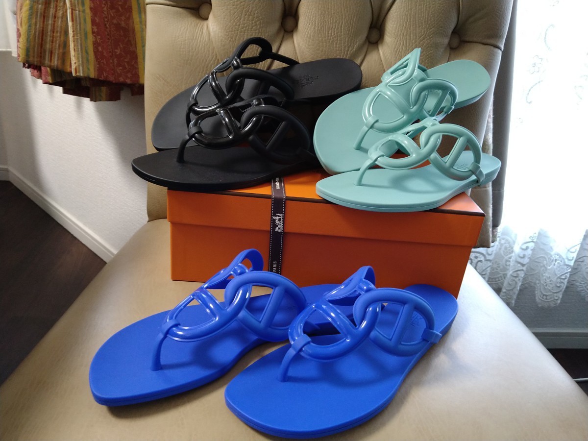 HERMES エルメス 完売人気 Egerie sandal ビーチサンダル bleu