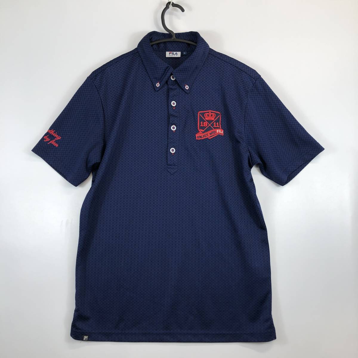 フィラゴルフ FILA GOLF 半袖速乾ポロシャツ ネイビー Lサイズ_画像1