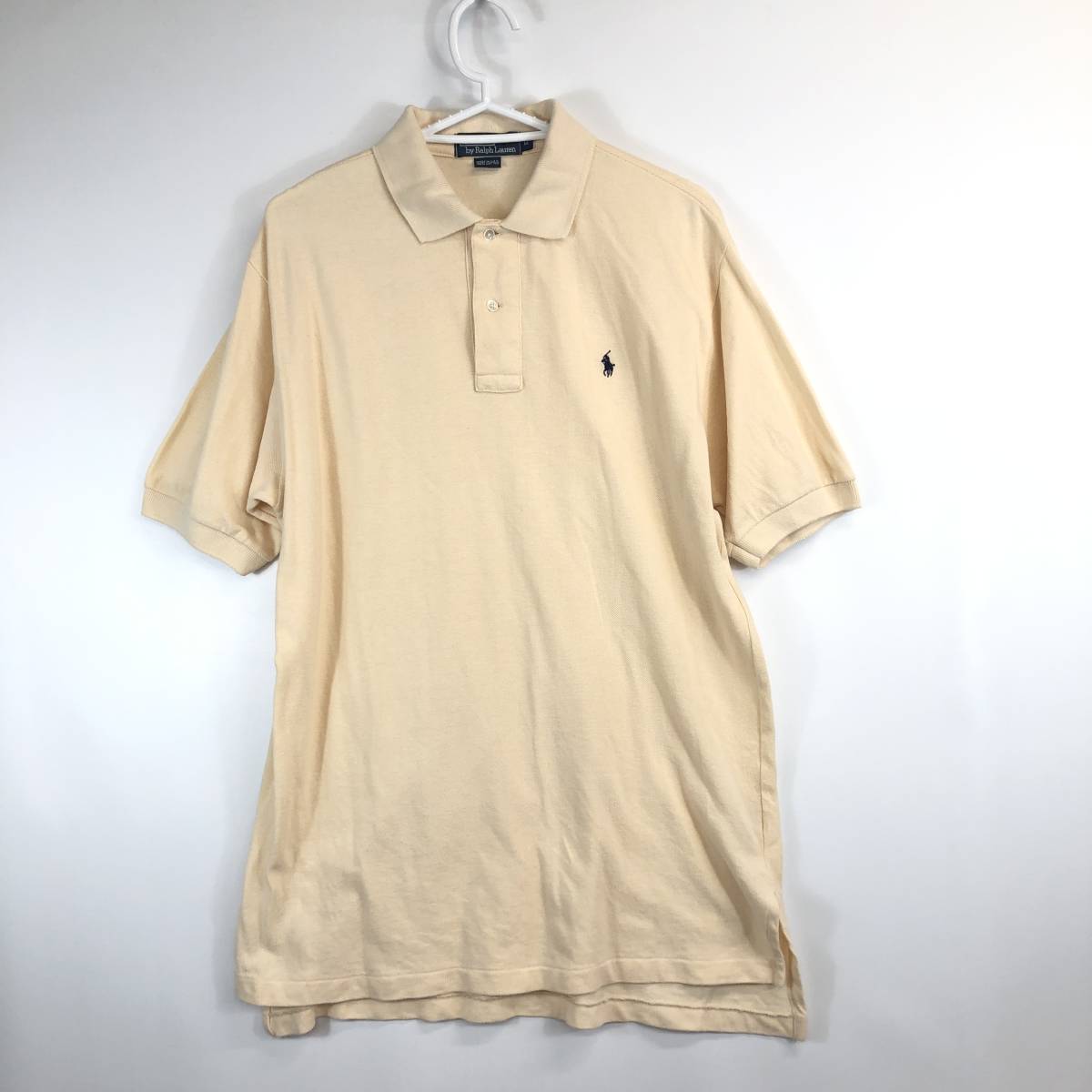 90s USA製 ラルフローレン Ralph Lauren ポロシャツ クリーム色 Mサイズ