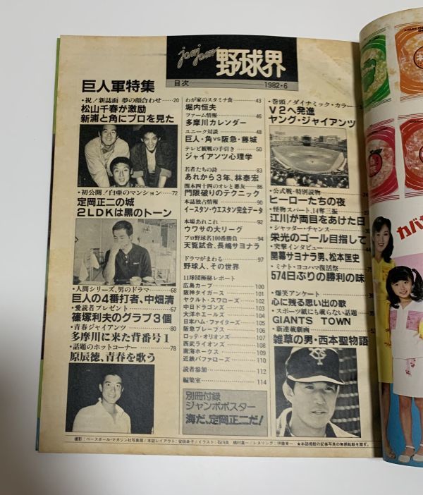 ★巨人軍 特集 野球界/jamjam/1982年6月号★定岡正二 ポスター/中畑清/原辰徳/篠塚利夫/ベース・ボールマガジン社/野球雑誌_画像3