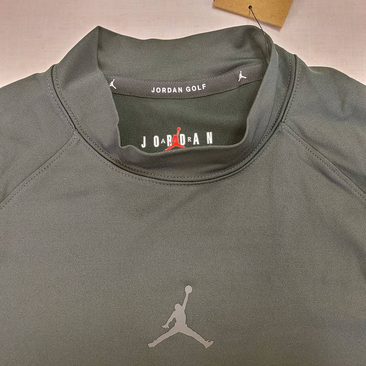 【意大利屋】ナイキ NIKE ジョーダン JORDAN ゴルフ モックネック シャツ M 黒 Jumpman ゴルフウェア FD1399 ストレッチ_画像3