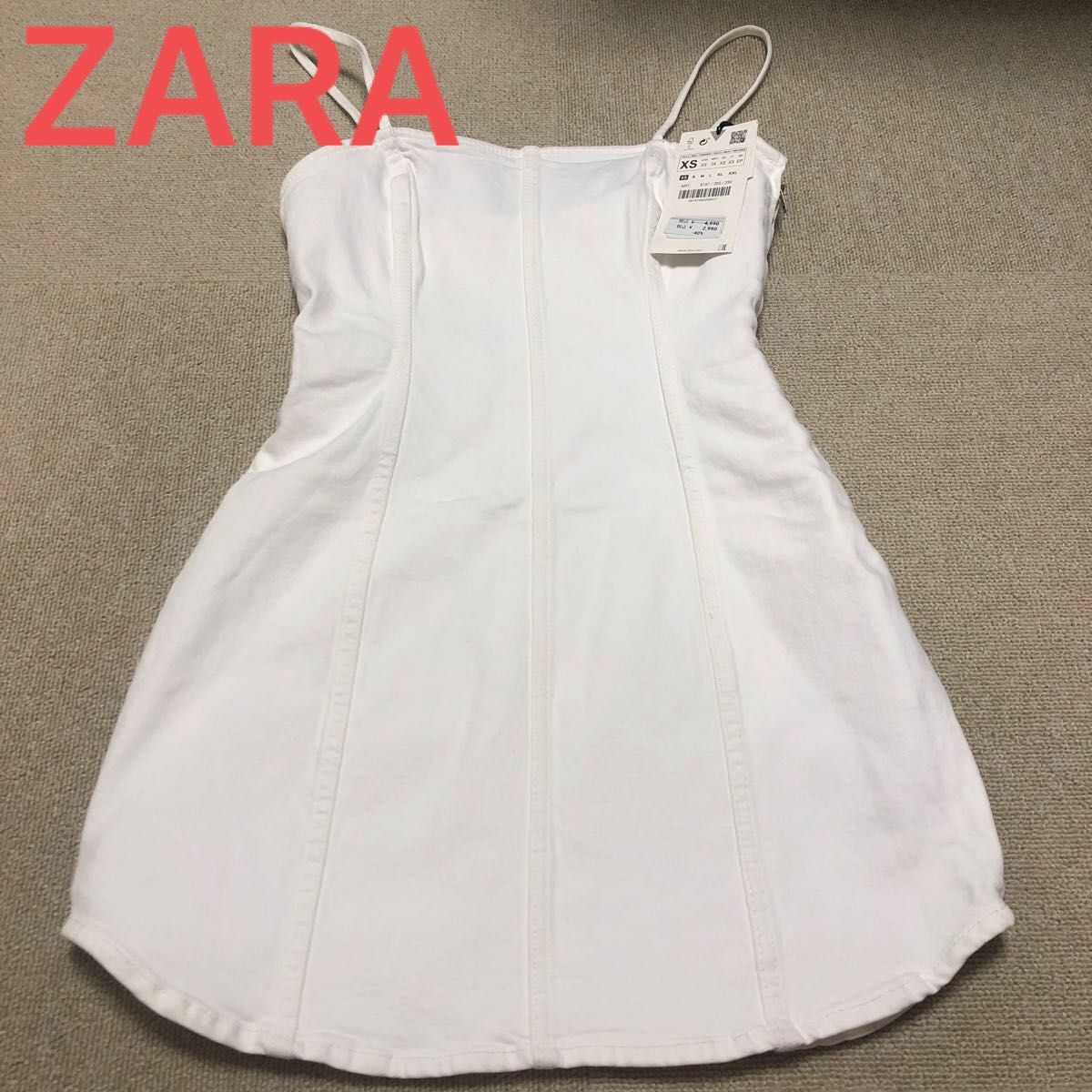 新品タグ付き 未使用品 ZARA ザラ ジーンズ ミニワンピース 白 新品タグ付き 未使用品 ZARA ザラ ジーンズ ミニワンピース 白