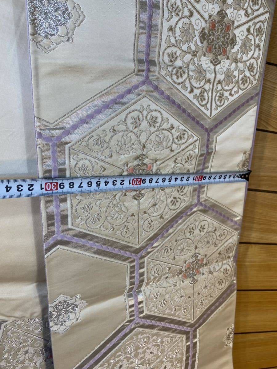 本命ギフト 袋帯 六通柄 錦織 唐織 正絹 約412cm 亀甲華紋 フォーマル