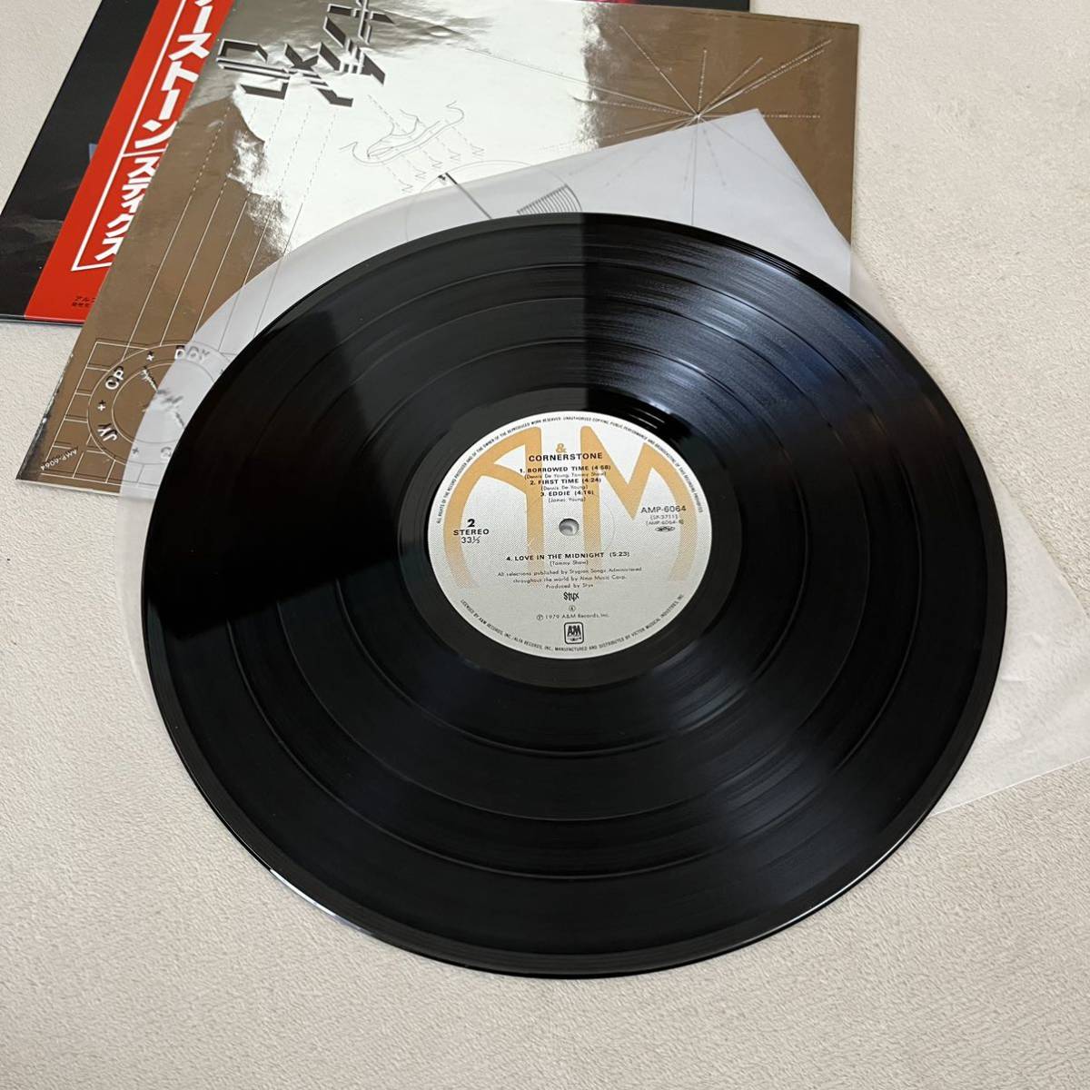 【国内盤帯付】スティクス コーナーストーン STYX CORNERSTONE ネヴァーセイネヴァー BORROWED TIME/ LP レコード / AMP-6064 /_画像9