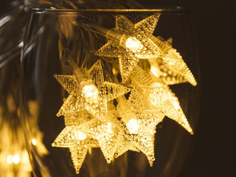 キラキラ輝く パーティー お祭り クリスマス イベント モチーフライト LEDライト イルミネーション 星型 20連 電池使用 3m#オレンジ系_画像2