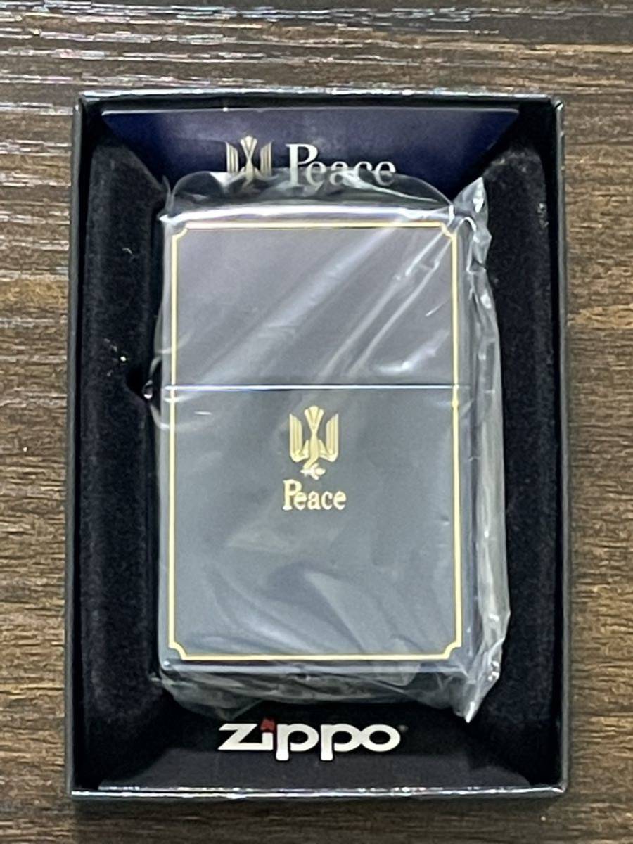 zippo ピース ブルーチタン ゴールド刻印 限定品 Peace BLUE TITAN 2019年製 PEACE デットストック ケース 保証書