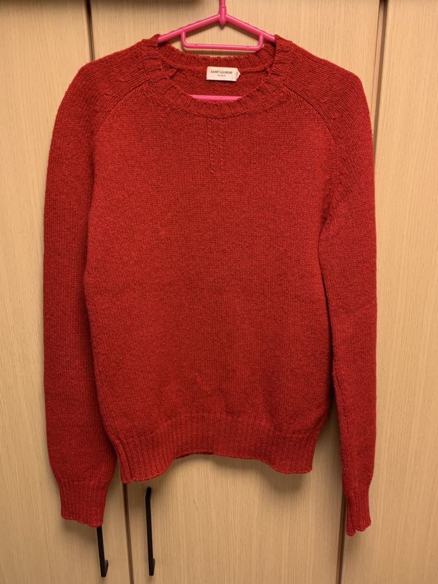 domestic regular 15AW Saint Laurent Paris sun rolan Paris Hedi Slimane Eddie period wool knitted red S 390408 Y1KL1