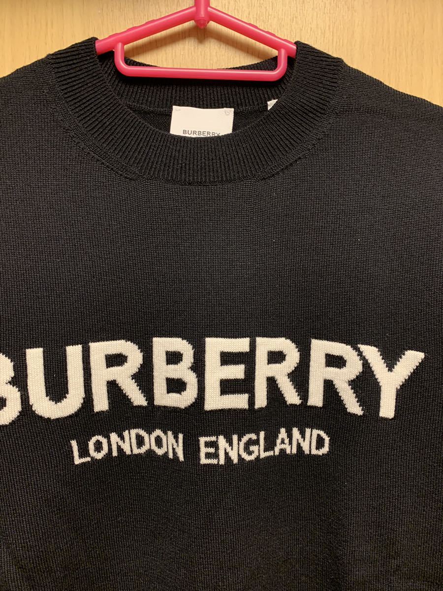 正規 21SS BURBERRY LONDON ENGLAND バーバリー ロンドン Riccardo Tisci リカルド ティッシ 胸 ロゴ ニット 黒 XS ITPAISRL1OSI 8051128_画像2