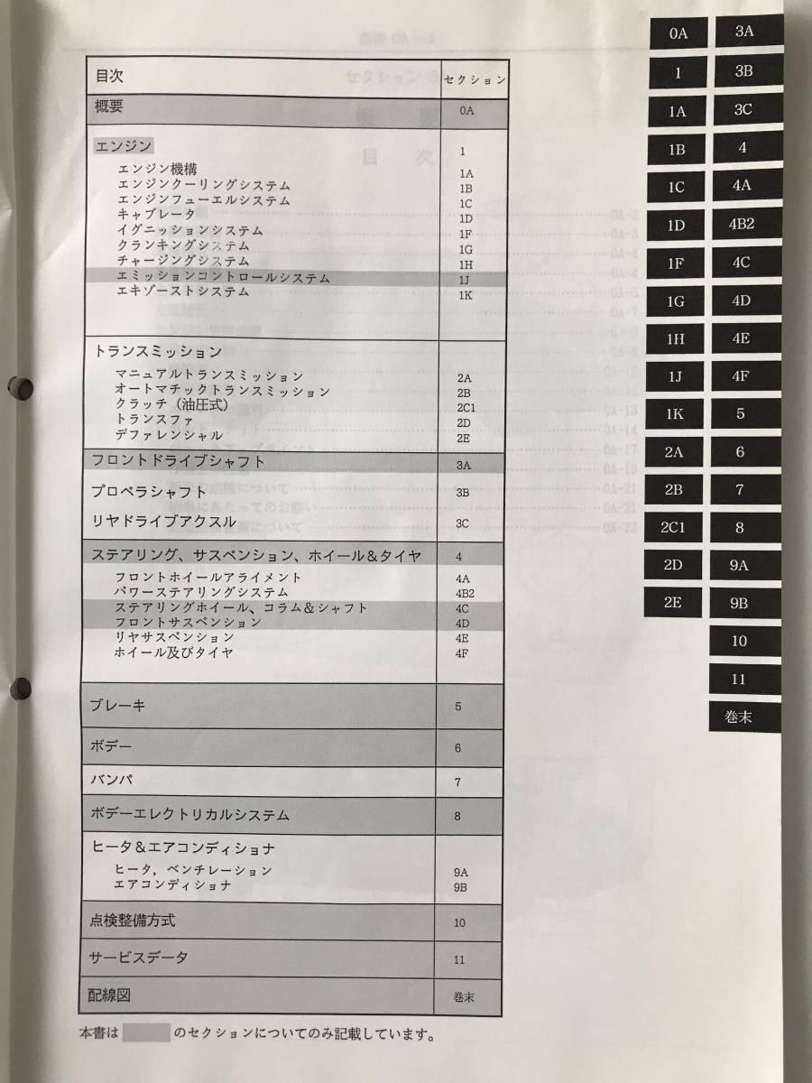 SUZUKI　サービスマニュアル　CULTUS 1.6　E-AH14S　E-AJ14S　追補版　No.3　1990年7月　　TM6468_画像7