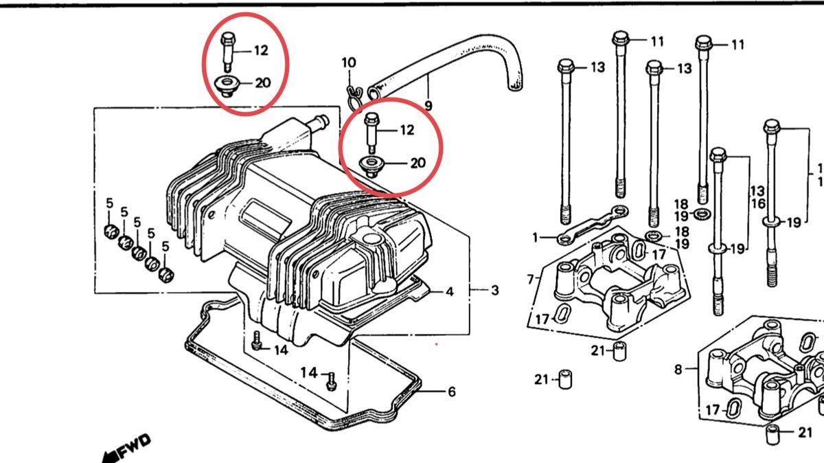 【送料無料】ホンダ純正ホーク CB250N CB400N CB400D ヘッドカバーボルト シールワッシャーセット(エンジン ガスケット バブ ゴム )_画像2