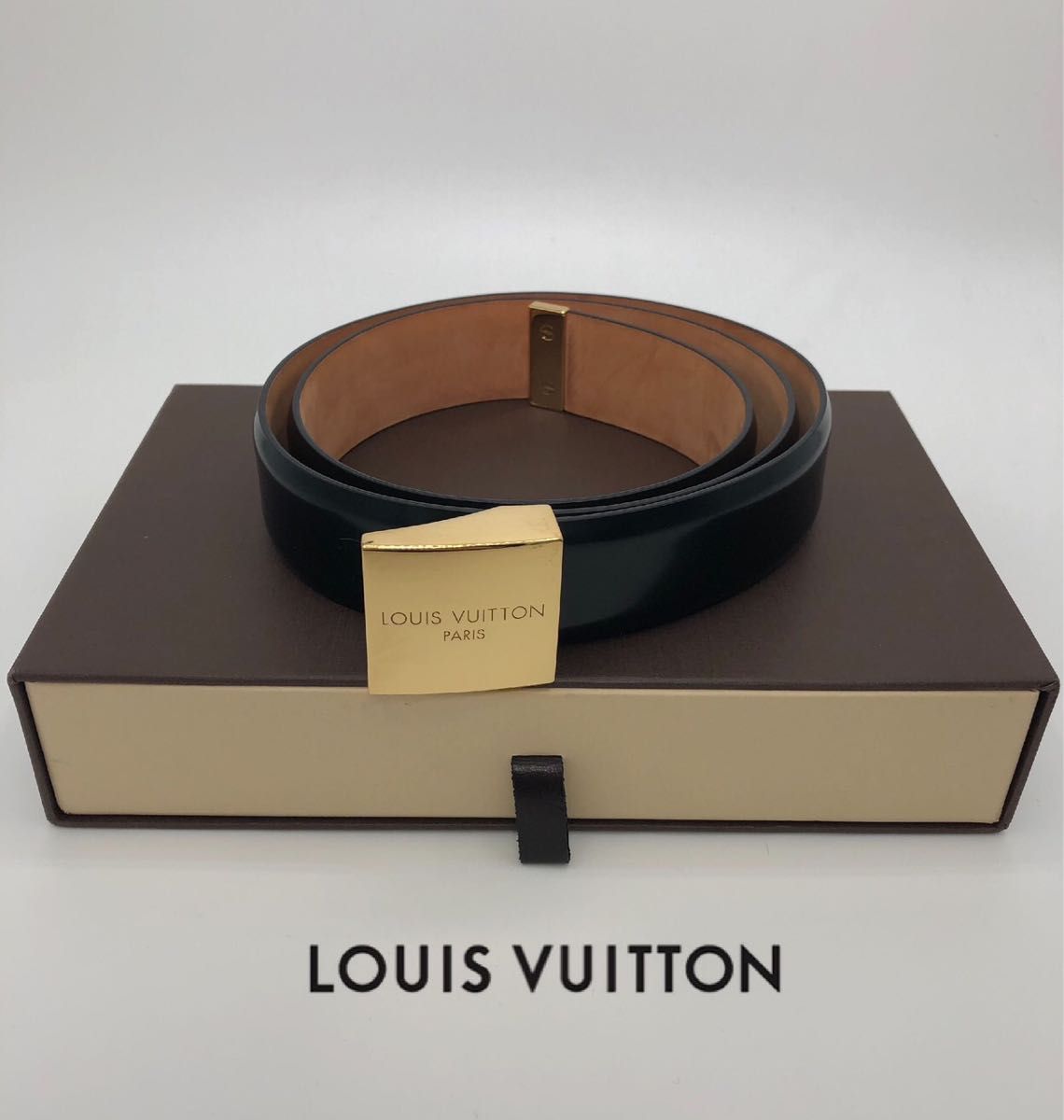 LOUIS VUITTON  ルイヴィトン　ベルト サンチュール キャレ ブラウンxゴールド