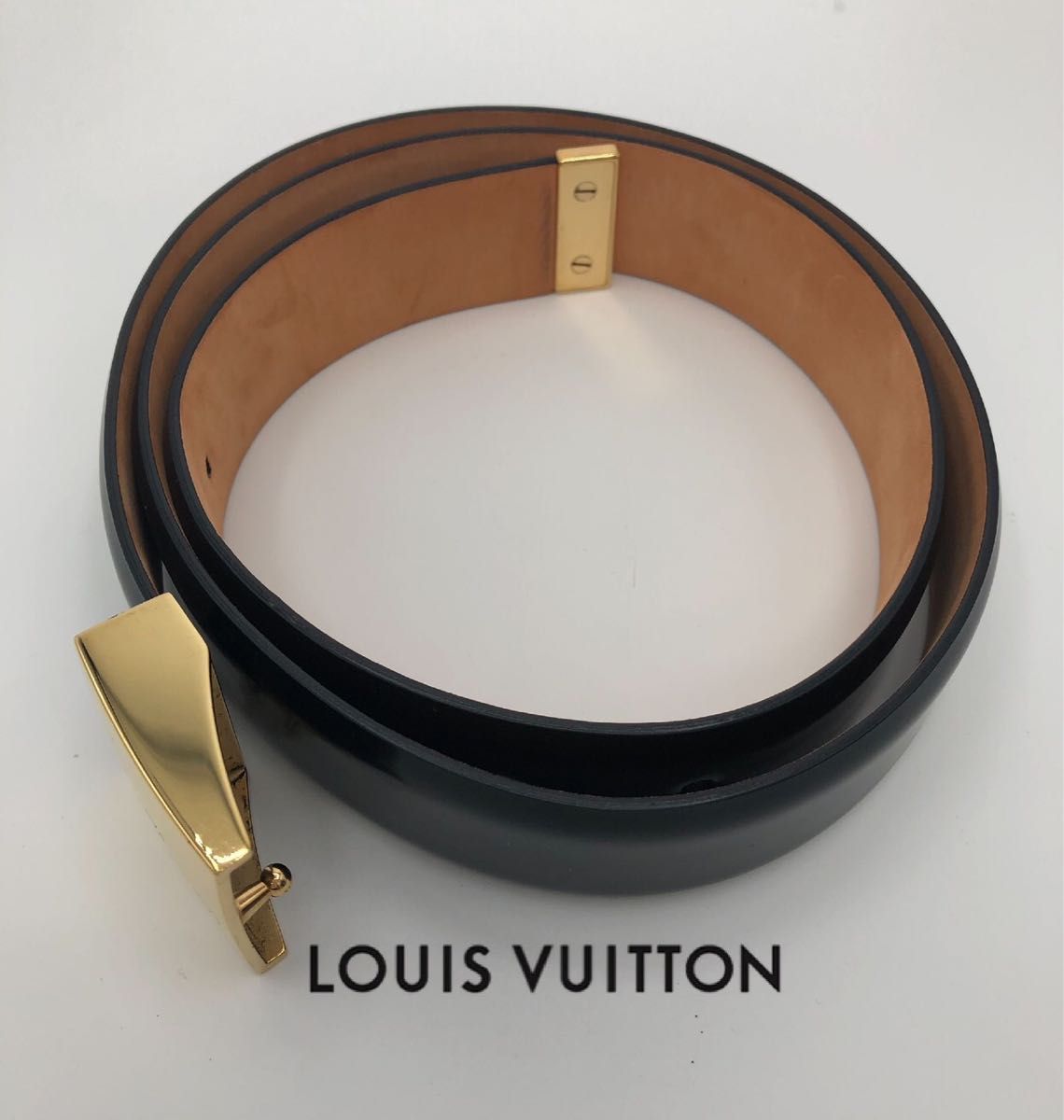 LOUIS VUITTON  ルイヴィトン　ベルト サンチュール キャレ ブラウンxゴールド