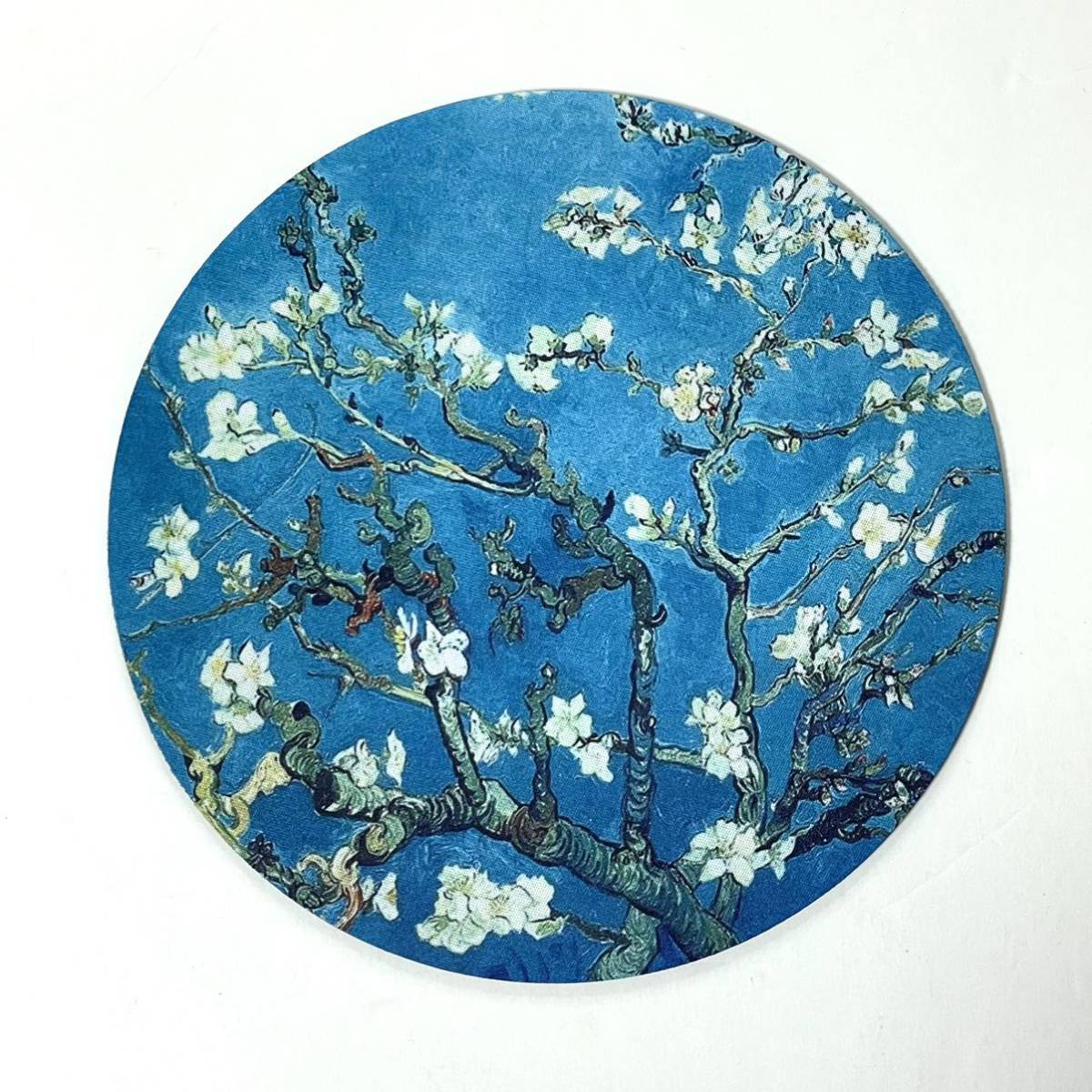 go ho flower .. almond. tree. branch round mouse pad 