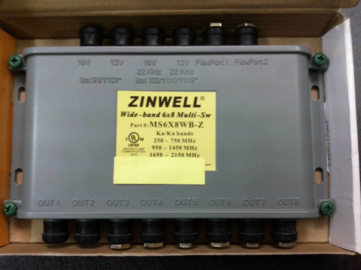 ZINWELL(ジニウェル社) マルチスイッチ MS6X8WB-Z 新品1個 124/128度CS アンテナ分配 入力4本⇒出力8本 CS SATELLA サテラ FTA スカパー 