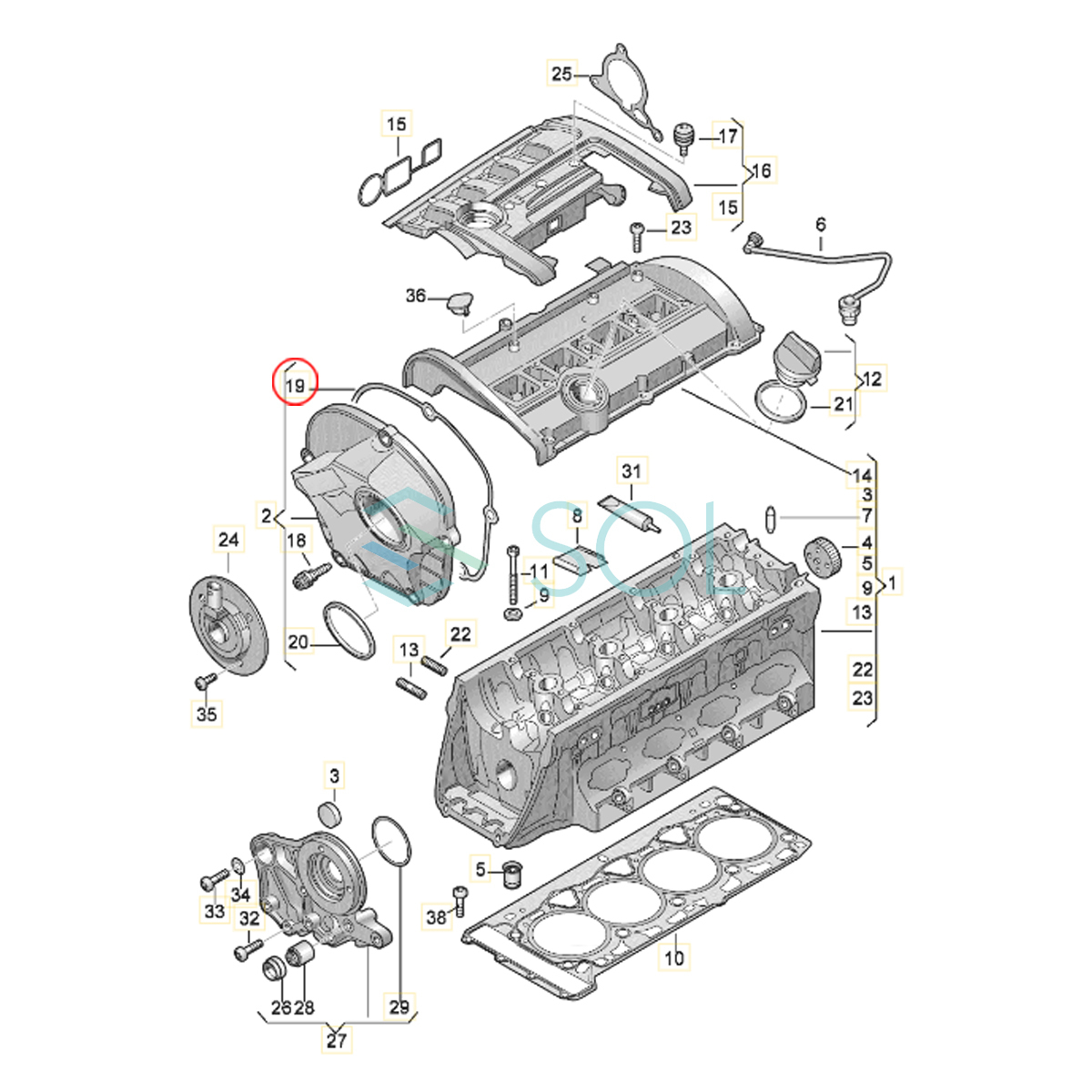 VW パサート オールトラック B7(365) パサート B6 B7(3C2 3C5 362 365) タイミングカバーガスケット 06H103483C 出荷締切18時_画像2