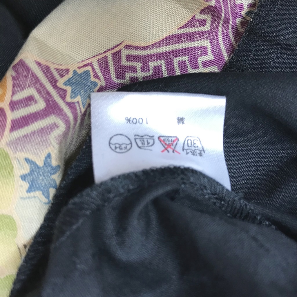 和柄★ku.Hiroko バンドカラーデザインシャツ スタンドカラー 半袖 和柄 コットン100% ブラック 日本製 サイズ不明 レディース_画像5