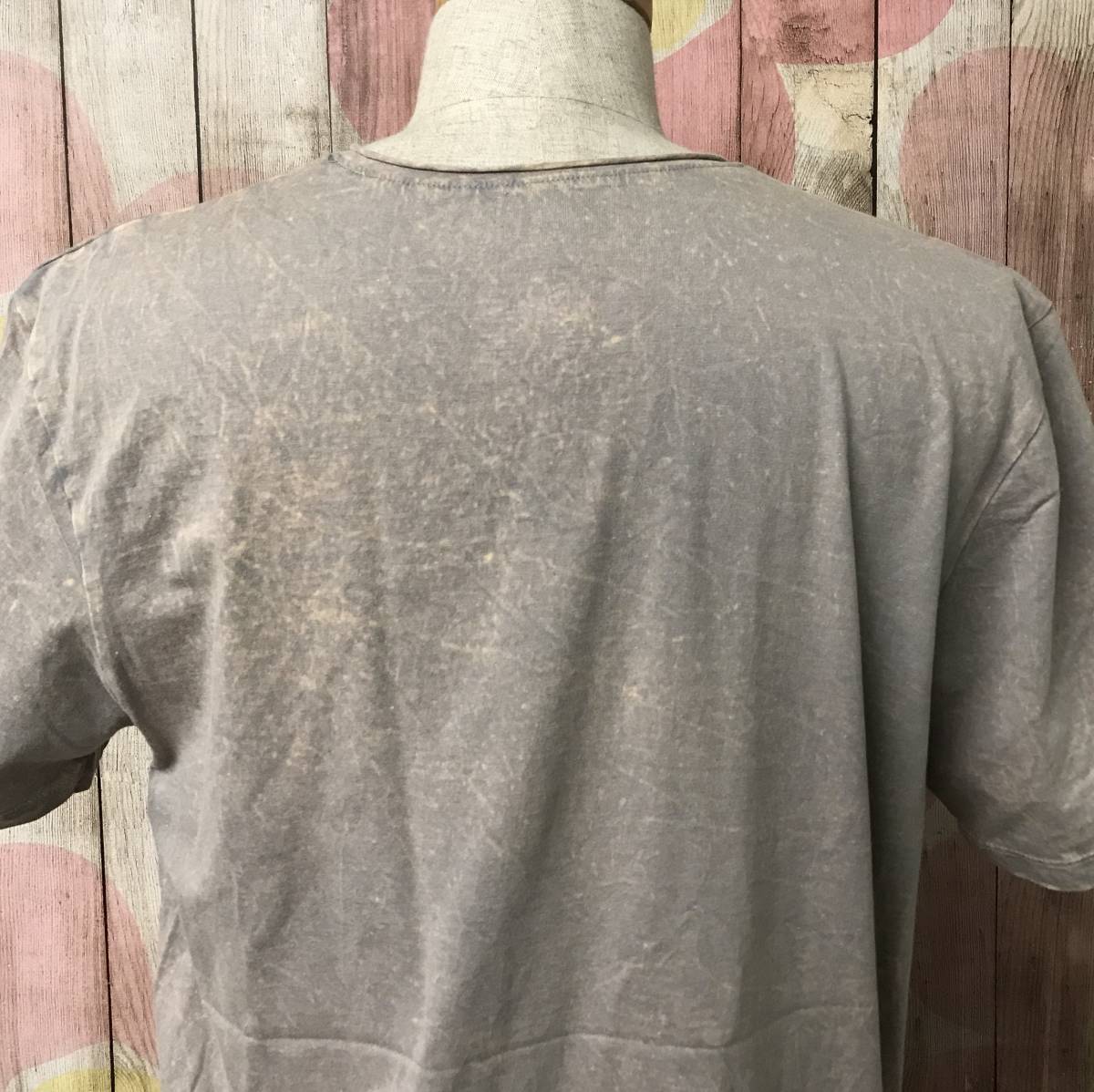 #65_0085 送料無料 【Ouky オーキー】 VINTAGE WASHED ヴィンテージウォッシュ 半袖 Tシャツ Vネック ユニセックス Lサイズ 杢グレージュ_画像6