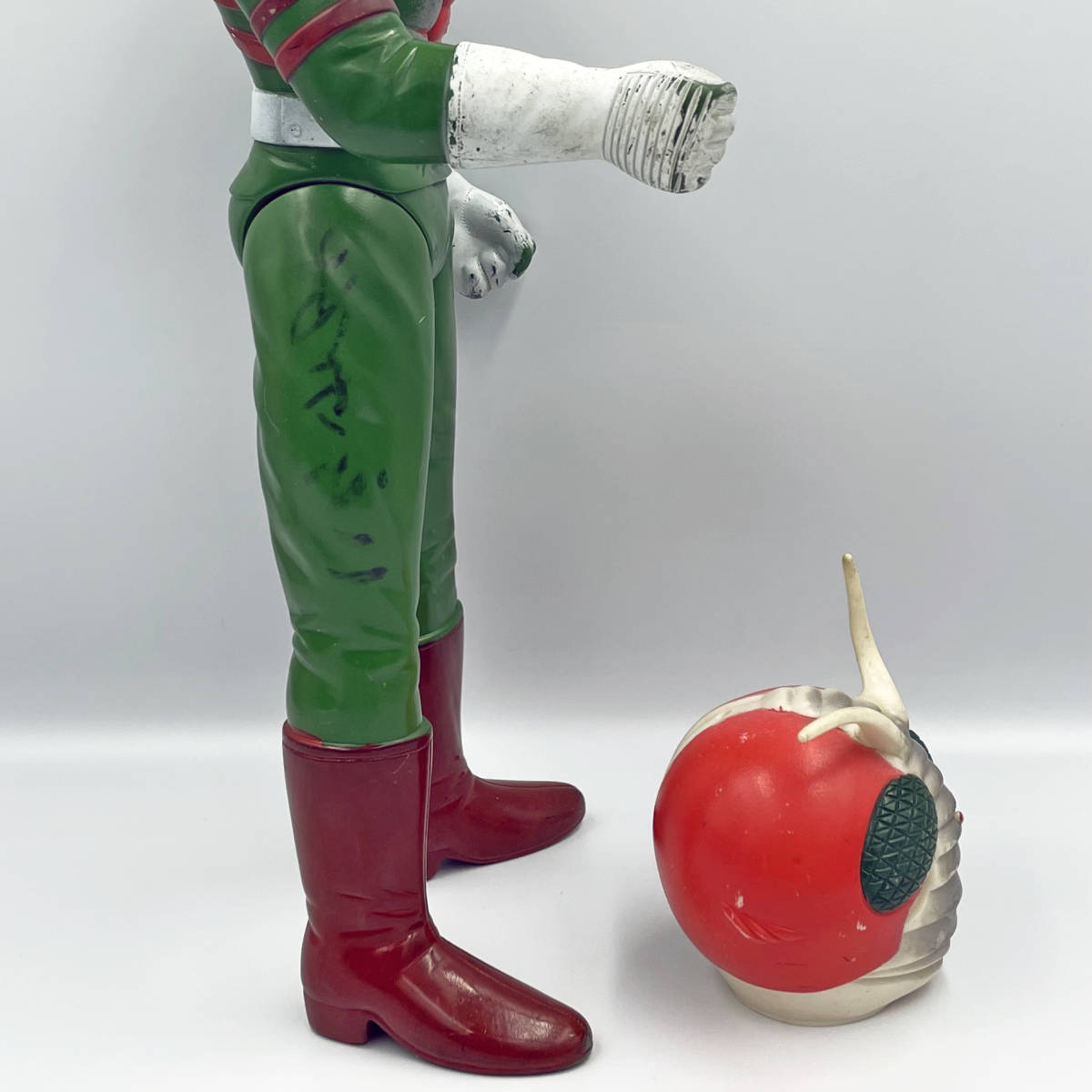 当時物 バンダイ 仮面ライダー V3 ジャイアント 面取れ ソフビ 35CM