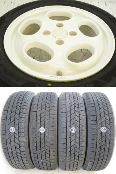 中古タイヤ ホイールセット 165/60R15 77Q 15x4.5J +43 4穴 PCD100 ブリヂストン 冬 ハスラー/ソリオ 送料無料（沖縄、離島除く）a16822
