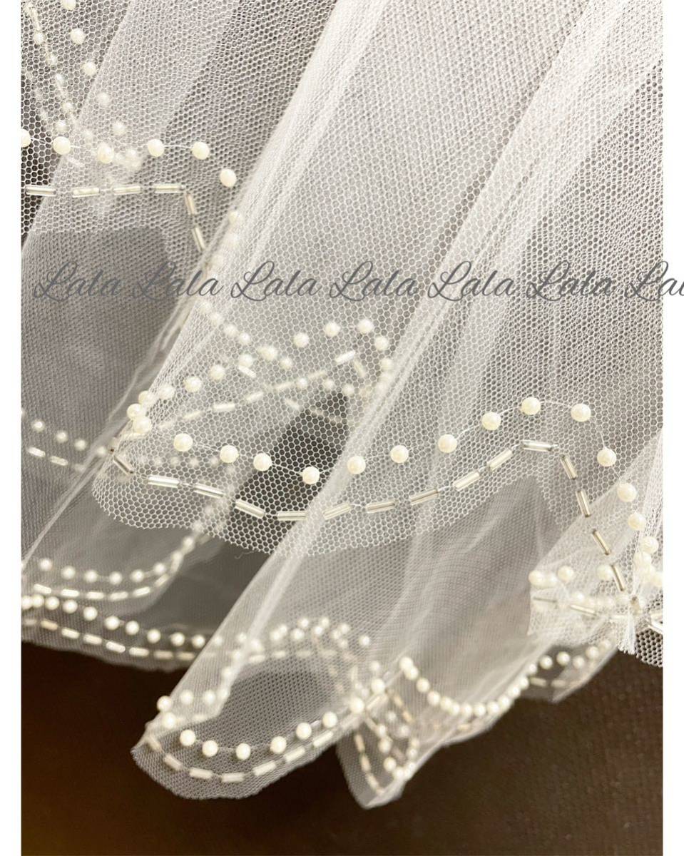 Watabewatabewatabe wedding veil pearl white wedding race wedding veil 