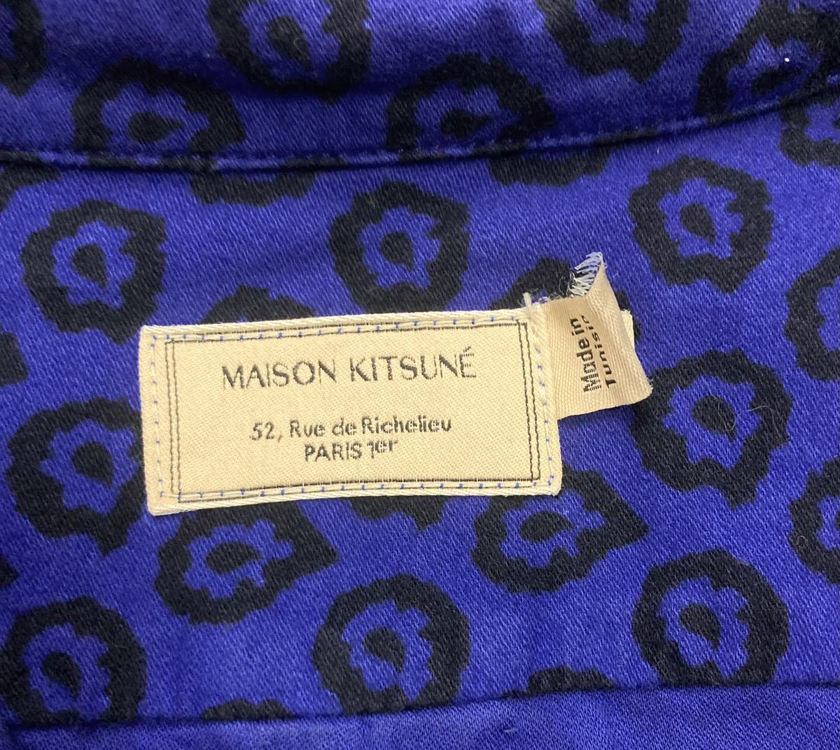 【新品】MAISON KITSUNE メゾンキツネ ペイズリー 長袖シャツ 37 ネイビー_画像4