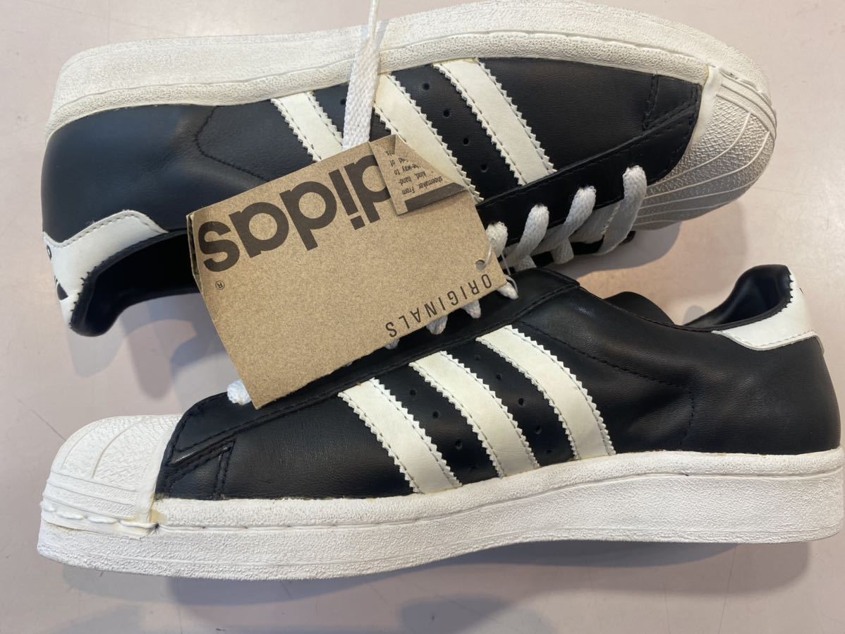 1年保証』 adidas 1995 スーパースター 新品 US8 金ベロ 黒×白 26.0cm