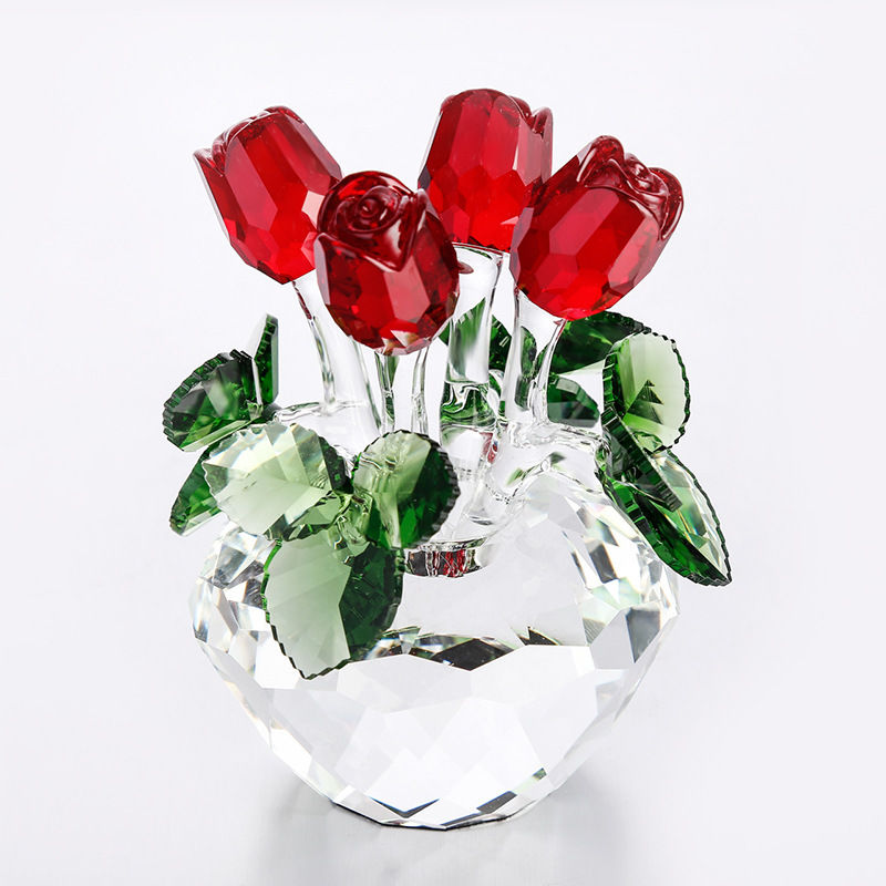 極美品 花束のクリスタルガラス 置物 ギフト 箱入り / ガラス 水晶 置き物 プレゼント 母の日 ホワイトデー_画像1