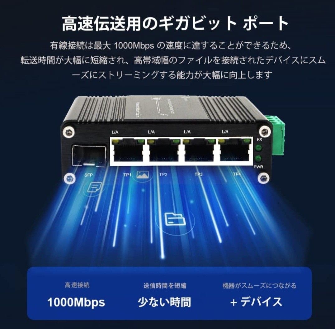 インダストリアル 4 ポート 10/100/1000Mbps ギガビット イーサネット 4 RJ45 + 1 SFP Switch